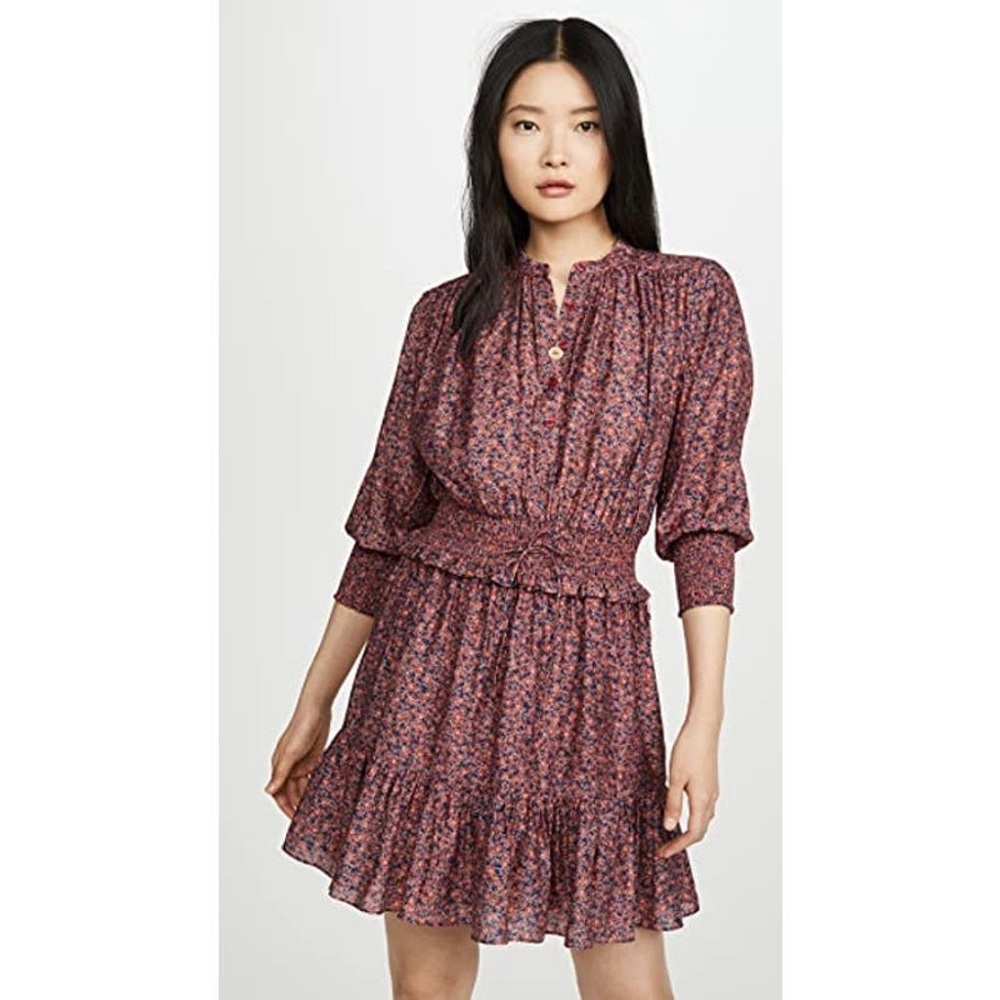 Rebecca Minkoff Chloe Smocked Floral Print Mini Dress. Size L.